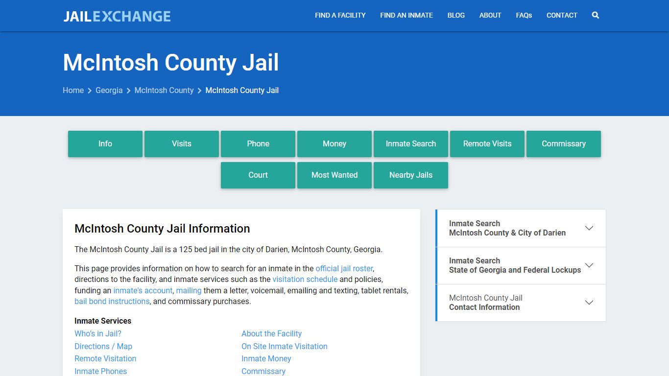 McIntosh County Jail, GA Inmate Search, Information